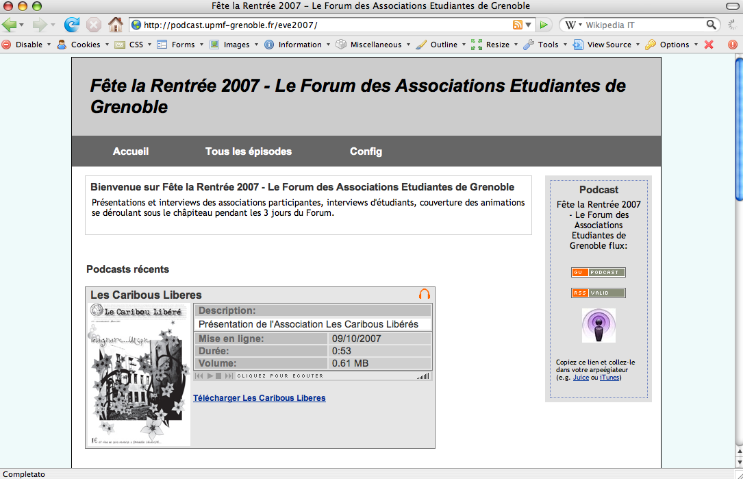 Student Associations Forum in Grenoble using Podcast Generator for back-to-school event, September 2007