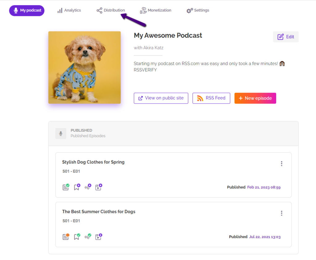 click the distribution tab to get your podcast on youtube